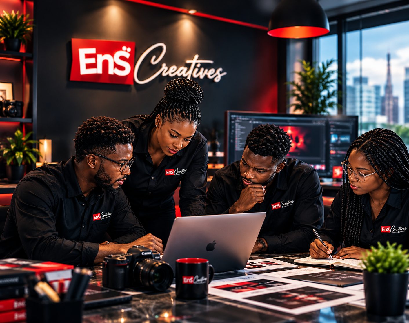 ENS Creatives team collaborating in the studio