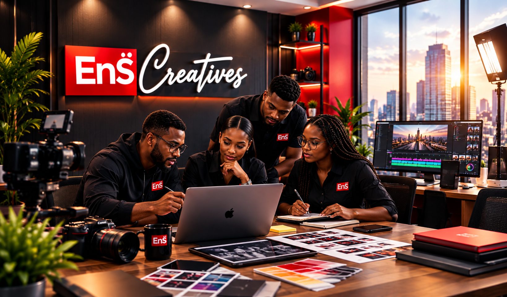 ENS Creatives team collaborating in the studio