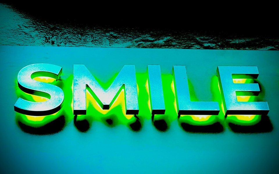 Metal 3D letters with green backlighting