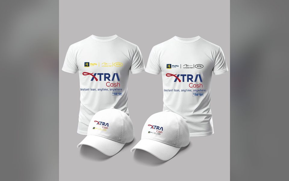 Xtra Cash branded white T-shirts and caps